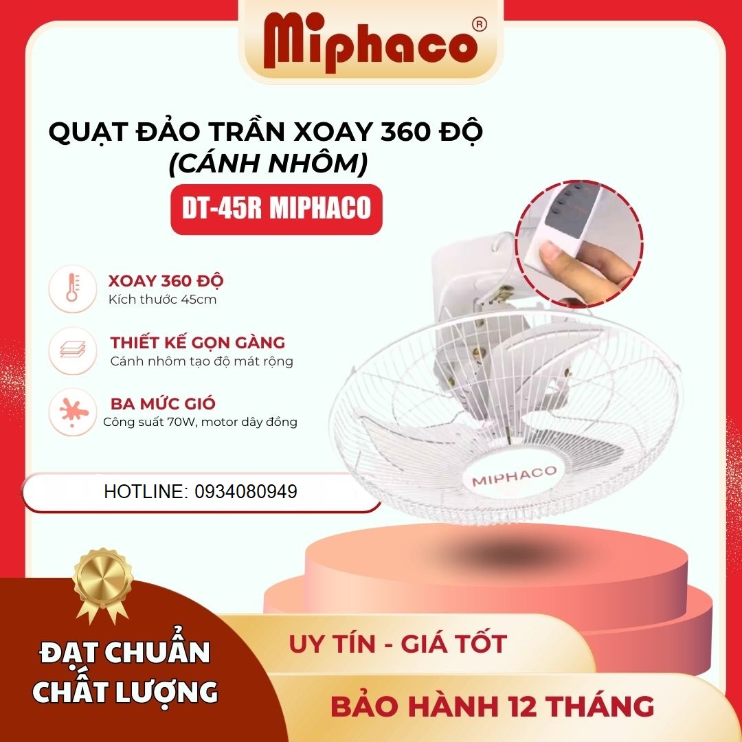 Quạt đảo trần có remote Miphaco DT-45R
